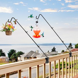 Wall Mounted Heavy Duty Deck Hook 27 to 41 Inch Extended Reach Bird Feeder Hanger Plant Hangers Outdoor Metal Plant Hooks Bird Feeder Pole for Hanging Baskets,Feeders,Plants,Wind Chimes,Lanterns