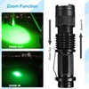 HYVCZP 6 Pack Mini Green LED Flashlight - Zoomable, Single