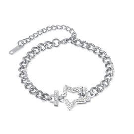 JeanBeau Sparkly Star Chunky Chain Bracelet for Women - Stylish Cuban Curb link Teen GIrl Preppy Lock Valentines Jewelry Gifts