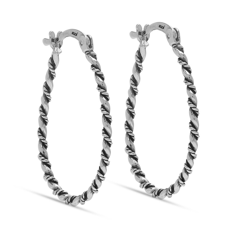 LeCalla 925 Sterling Silver Weaved Hoop Earrings for Women Teen