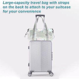 GLIDESMOOTH Travel Duffel Bag, Water Resistant Gym Bag, Travel Duffel Bag with Moisture Pocket, Carry-on Weekender Bag with Shoe Compartment, Silver