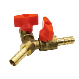 Hooshing 2PCS 3 Way Shut Off Ball Valve, 5/16" Hose Barb 2 Switch Brass Y Shaped Valve with Stainless Clamps
