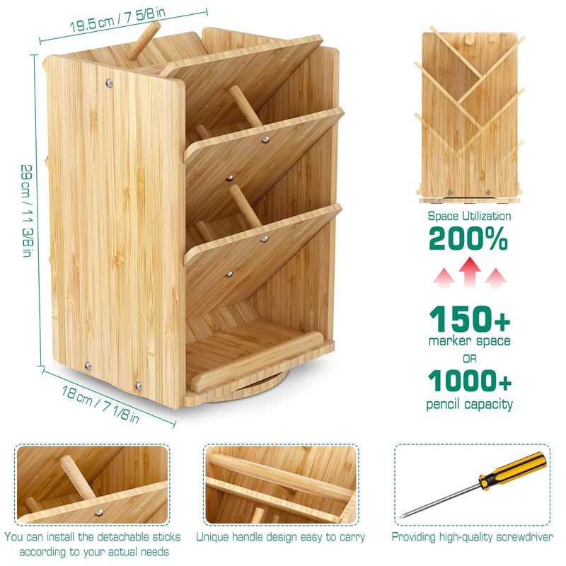 DF DARFOO Bamboo Desk Organizer Storage Accessories - Ultra-large 13