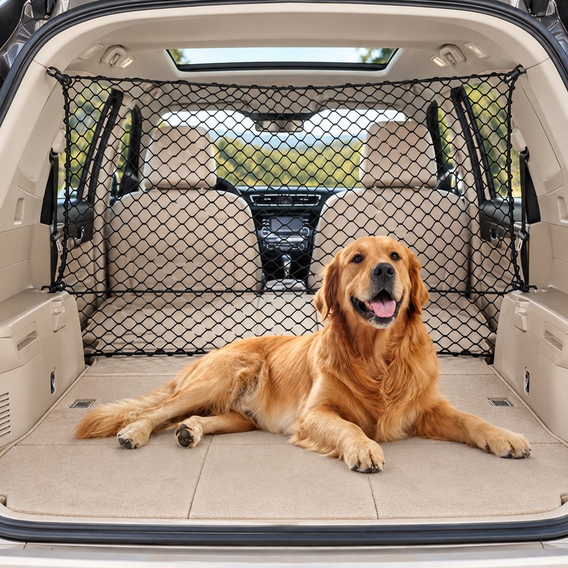 Pet Car Barrier Net – Elastic Dog Safety Mesh Divider