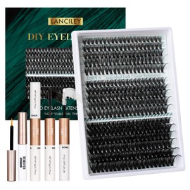 Lash Clusters Kit 320PCS 11-20MM 40D 50D 100D Thick Volume Cluster Eyelash Extensions Wispy Fluffy Lashes Natural D Curl Eyelashes DIY Lash Extension Kit with Lash Bond & Seal & Remover & Tweezers-3
