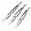 3-Piece Ceramic Tip Precision Soldering Tweezers Set, Anti-Static Straight and