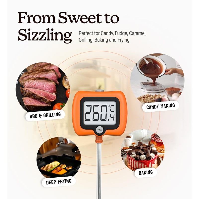 Digital Candy Thermometer with Pot Clip, Instant Read Kitchen Thermometer