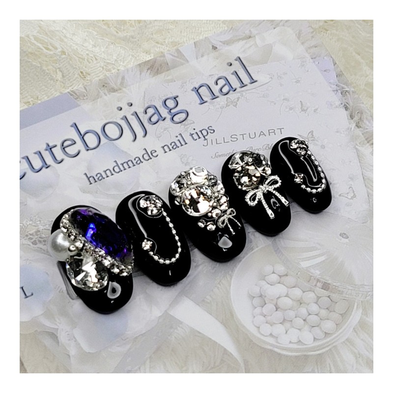 Clear Crystal Handmade Nail Tips - Paddy B / 클리어