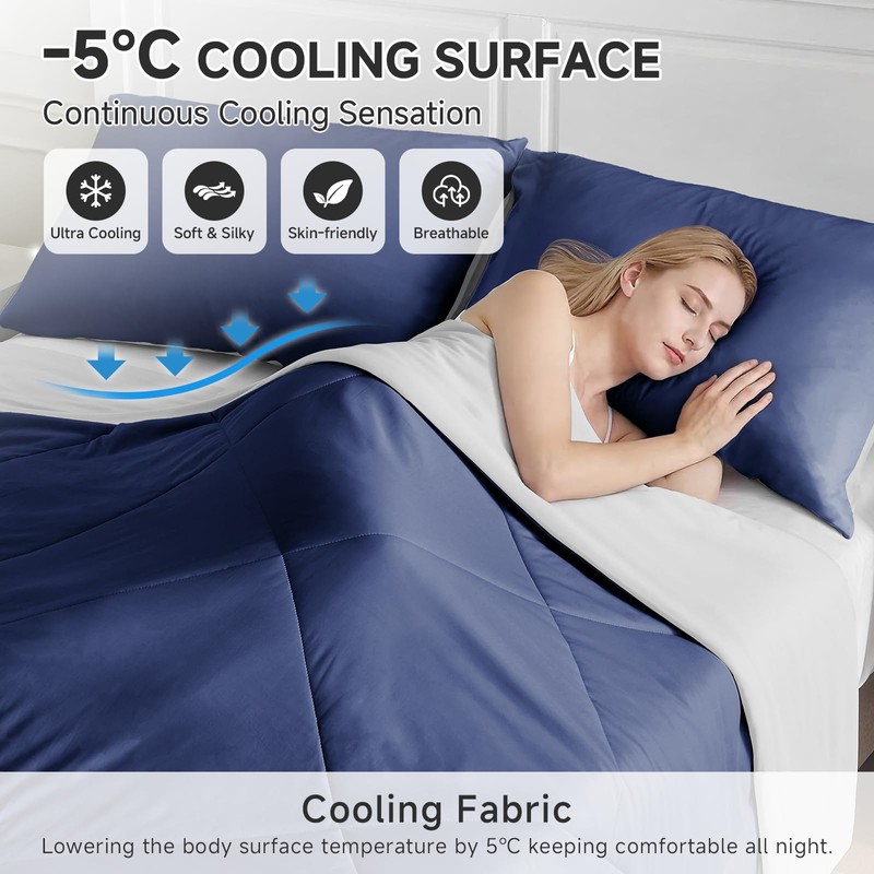 HOMFINE Cooling Comforter Japanese Double-Sided Cold Tech Fabric Cooling Blanket