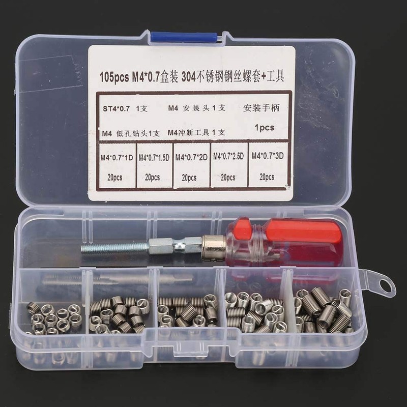 105pcs Threaded Inserts Repair Kit with Tools Stainless Steel Helicoil