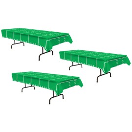 Beistle 3Piece Game Day Football Tablecovers, 54" x 108", , Green/White