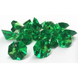 Liying Acrylic Diamond, 1.2 Inch Acrylic Colorful Round Treasure Gemstones Faux Round Confetti Diamond Crystals for Table Scatters, Vase Fillers, Party Decoration, Pack of 35 Pcs (Emerald Green)