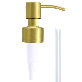 AUNRGO Gold Soap Dispenser Pump Replacement - Brushed Finish 304 Stainless Steel Hand Liquid Soap and Lotion Dispenser Pumps Replacement for Regular Mouth Bottles, Standard 28/400 Neck Size