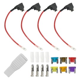 DUZFOREI 4 Packs 12V 24V Fuse Tap with Micro Blade Fuse Holder, Low Profile Add-a-Circuit, Wire Harness, 6 Fuses 3A 5A 7.5A 10A 15A 20A, and Fuse Puller