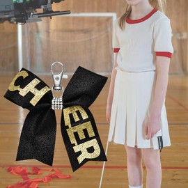 Rhinestone Cheer Bow Keychain Accessories for Cheerleaders Girls Women Black Glitter Bling Keychain for Backpack Bow Accessories for Cheer Bag Bow Tie Keychain for Toddlers Kids Cheer Team Gift Ideas