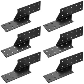 6 Pcs Rafter Purlin Anchors, Rafter Anchors, Right and Left Wood Connectors for Rafters and Purlins, Heavy Duty Angle Beam Connectors for Construction Bridges Slats Strips(170 x 40 mm, Black)