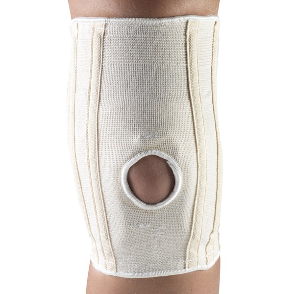 CHAMPION Knee Brace with Hor-Shu Support Pad, White, Large