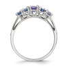 Size 7 Solid 925 Sterling Silver 5-Stone Oval Tanzanite Ring