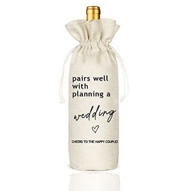 Wedding Gift Wine Bags, Mr and Mrs Wedding Gift, Engagement Wine Bag, Engagement Gift, Wedding Planning Gift, Drawstring Gift Wine Bag - Pairs Well With Planning a Wedding