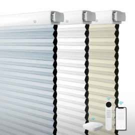 OEM Customization No Drill Automatic Smart Home Electric 100% Blackout Motorized Cellular Shades Honeycomb Blinds for Windowcolor: White, size: 34"W x 72"L