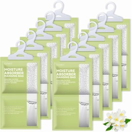 Moisture Absorbers Packets 10 Pack, Dehumidifier Bags for Closet, Scented Hanging Humidity Absorber in Wardrobes, Bedrooms, Bathrooms (Jasmine)
