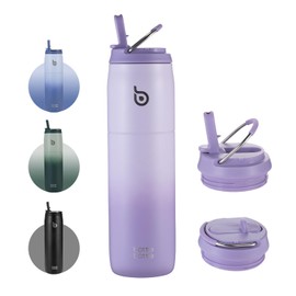 BOTTLE BOTTLE Water Bottle, 1 Liter, Vacuum Insulated, Hot and Cold Insulated, Stainless Steel Bottle, Straw Drinking, Stylish, Includes Handle, Leak Proof, Wide Mouth, 33.8 fl oz (1000 ml), Sports Bottle, For Boys, Girls, Adults, Children, Hydration, Pu