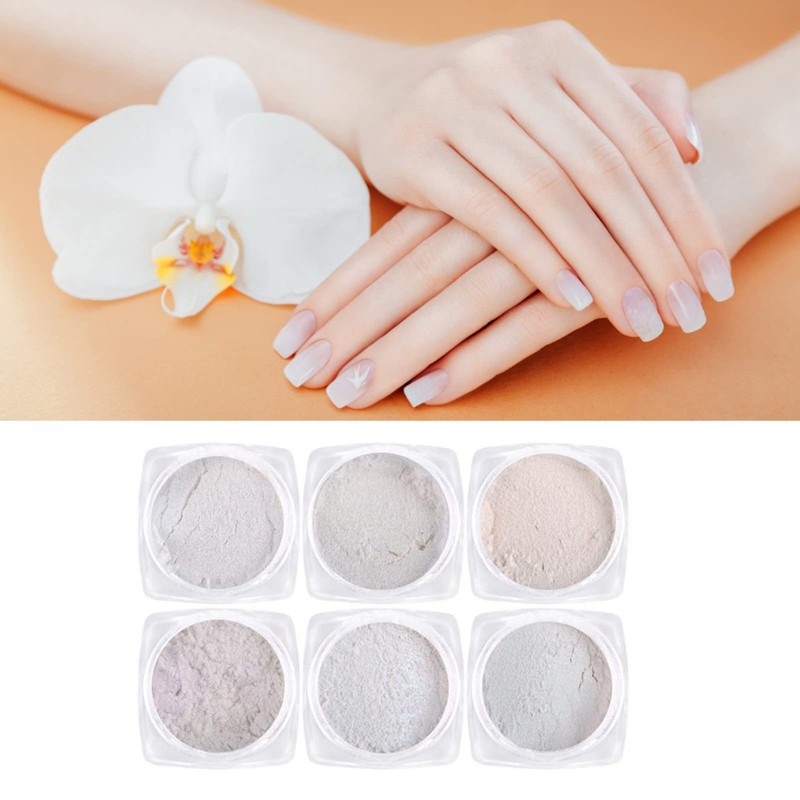 Polvo de Uñas con Efecto Espejo, 6 Piezas Profesional Delicado
