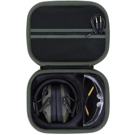 Lebakort Storage Case Compatible with Walkers Razor Slim/Howard Leight Honeywell Impact Sport/PROHEAR 066 030 Electronic Shooting Earmuffs Hearing Protection Muffs (Black + Green Case)