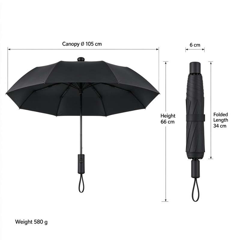 Compact Folding Umbrella for Travel – Automatic Open Design with