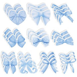 CJiangpo 30Pcs Coquette Sticky Notes Cute Blue Bow Sticky Note Pads, 600 Sheets Self Stick Cartoon Notepad Memo Pads Funny Page Marker Classroom Rewards Bow Themed Party Favors Filler Gifts for Kids