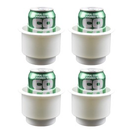 MARINE CITY White Plastic Cup Drink Holder with Center Drain Hole for Boats – Marines – Ships – Kayaks – Yachts – RVs (Pack of 4)