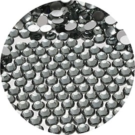 NCB 2000pcs Flatback Round Glass Nail Art Rhinestones Crystal for DIY Making Accessories Shoes, Clothes, Face Art, Bags, Manicure (Black Diamond, SS8 2000pcs)