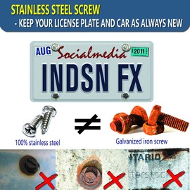 ZXFOOG Stainless Steel License Plate Screws-Rust Proof Car Tag Bolts for Fastening License Plate Frame, Front or Rear License Plate Frames with Screw Black Caps (M6 Screws+Chrome Caps)