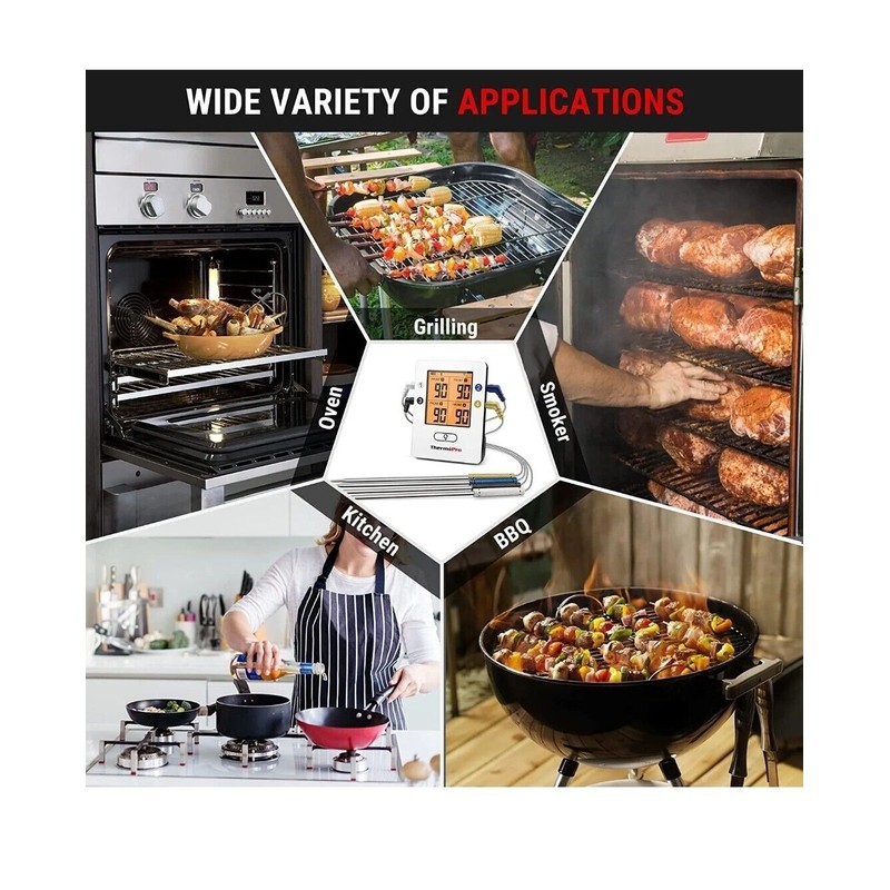 ThermoPro TP25 650ft Wireless BBQ Or Smoker Bluetooth Meat Thermometer