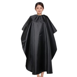 [Getrays] Hairdressing Gown Barber Cape Cloth, Adjustable Black Salon Cape Apron Waterproof Unisex Hairdresser Gown for Hair Styling, Cutting and Coloring Styling, Black