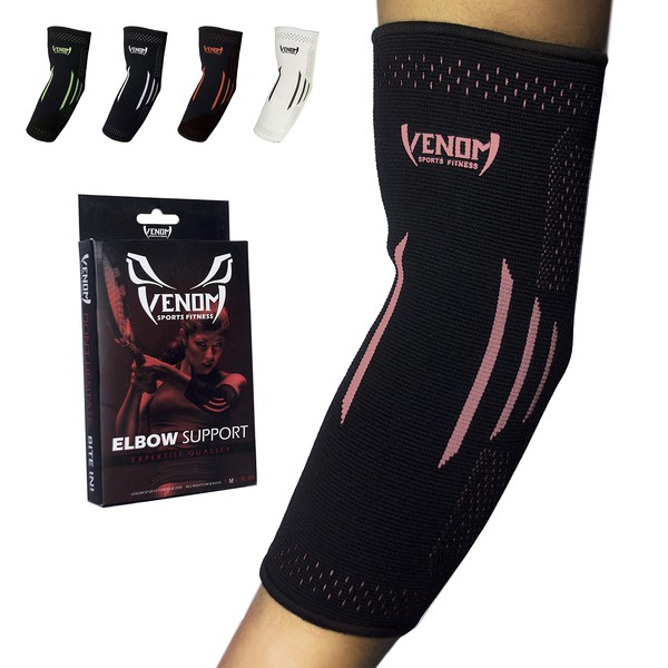 Venom Elbow Brace Compression Sleeve - Elastic Support, Tendonitis Pain, Tennis Elbow, Golfer's Elbow, Arthritis, Bursitis, Basketball, Baseball, Football, Golf, Lifting, Sports, Men, Women-(Pink-XL)