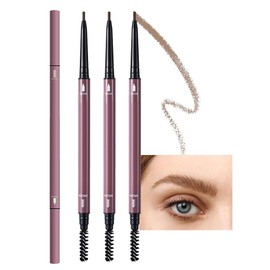 3Pcs Waterproof Eyebrow Pencil, Professional Makeup Micro Brow Pencil, Double-ended ultra-fine eyebrow pencil, Ultra-Fine Mechanical Pencil (01#Medium brown)