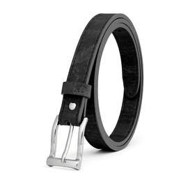 Corkor Women's Black Slim Belt – 20mm Cork Strap with Silver Nickel-Free Buckle, Vegan, Adjustable & Lightweight