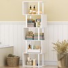 Furologee White Geometric Bookshelf 6 Tier S-Shaped Bookcase, Tall Modern