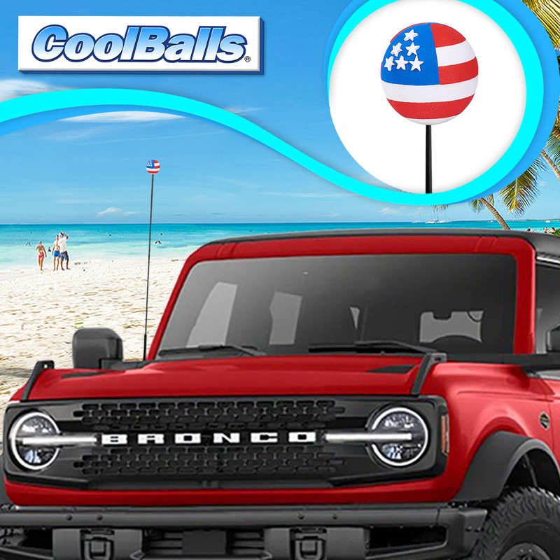 CoolBalls Original USA American Flag (2-Sided) Car, Truck, SUV, Antenna