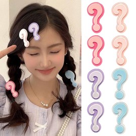 8Pcs Funny Question Marks Shape Hair Clips 4 Colors Women Girls Hair Accessories, 2.2"