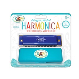 KaKo'o Music Kako'o: Classic Metal Harmonica - Blue - 4' Harmonica Comes with Storage Case, Microfiber Cloth, Great for Beginners, Ages 5+
