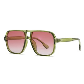 JCTAIFOO Fashion Oversized Square Sunglasses for Women Men Vintage Retro UV400 Protection Glasses, Green/Pink Gradient