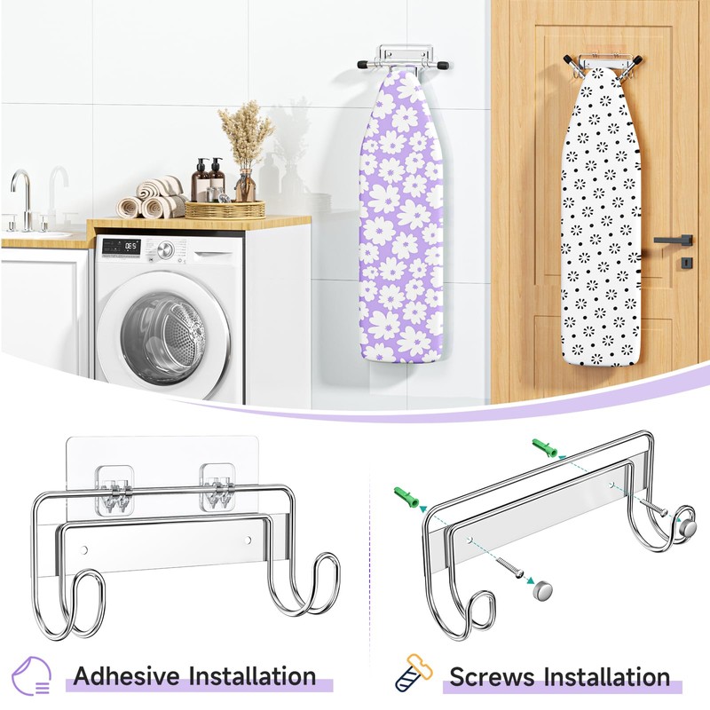 XILIMEN Ironing Board Holder Wall Mount, Iron Board Hanger Stainless