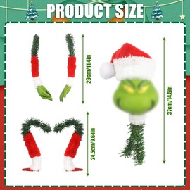 Christmas Body Ornament, Christmas Tree Topper Elf Head, Arms and Legs, Christmas Tree Decoration, Funny Christmas Tree Decoration for Winter, Christmas Party Accessories