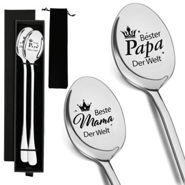 Liebeslöffel, Valentinstag Mama, 2 Stück Löffel Mit Gravur, Schlüsselanhänger Papa, Papa Geschenk, Oster Geschenke Für Mama, Ostergeschenk Papa, Ostergeschenk Für Mama Papa