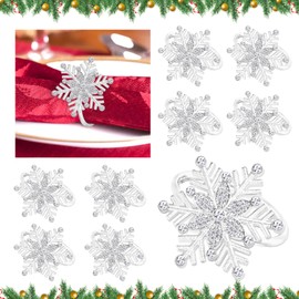 Pack of 12 Christmas Napkin Rings Silver, Napkin Rings Silver, Snowflakes Napkins Ring Christmas Set, Napkin Rings Holder Set, Christmas Table Decorations Set for Christmas Party