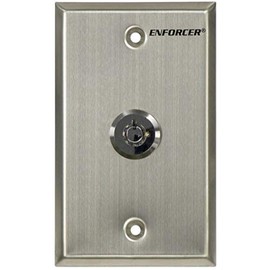 Seco-Larm SD-72051-V0 Spring-Loaded (Momentary) N.C. Turn-to-Open Keylock Switch in Single-Gang Stainless-Steel Plate; Switch is Maintained ON, Springs Back From OFF; Key Number 1300 Only