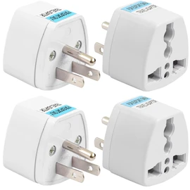Canada Universal Travel Plug Adapter, 4 pc, UK India European to US Adapter, US Plug Adapter, US Travel Adapter, Plug Converter, Universal Travel Adapter(Gray)