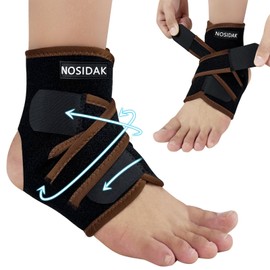 NOSIDAK Copper Ankle Brace for Sprained Ankle Wrap for Plantar Fasciitis Relief, Breathable Neoprene Ankle Support for Men Women, Foot Brace w/Arch Support for Achilles Tendonitis Relief, Heel Spur